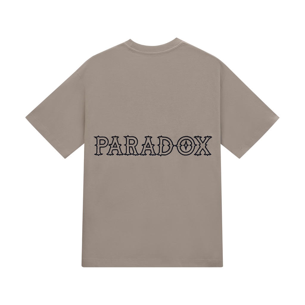 [Mã MABRS946 giảm 10% đơn 99k] Áo thun form rộng Paradox tay lỡ - Unisex - In hình - ESSENTIAL EMBROIDERY - Màu nâu