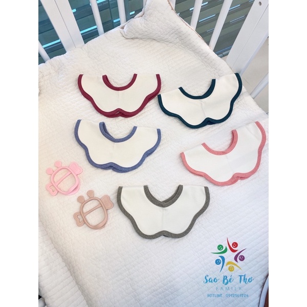 Yếm vải cho bé Vella Bunnie Blossom Hàn Quốc từ 0-4 tuổi, yếm cổ hoa cho bé ăn dặm