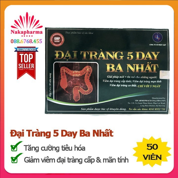 Đại Tràng 5 Day Ba Nhất – Giúp giảm viêm đại tràng cấp & mãn tính, ăn uống khó tiêu, đầy hơi chướng bụng, hay ợ chua