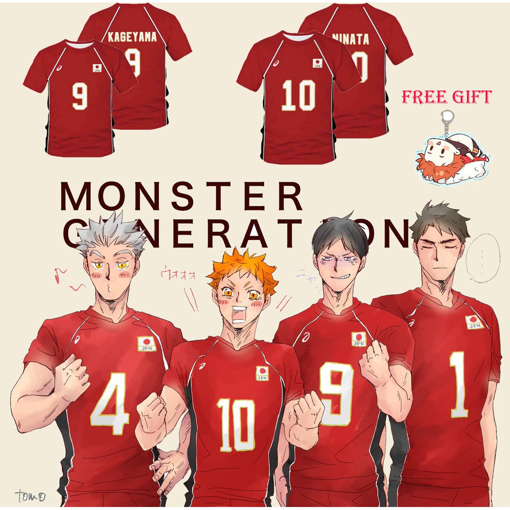 Áo thun nam tay ngắn cổ tròn có in chữ Haikyuu thời trang phong cách