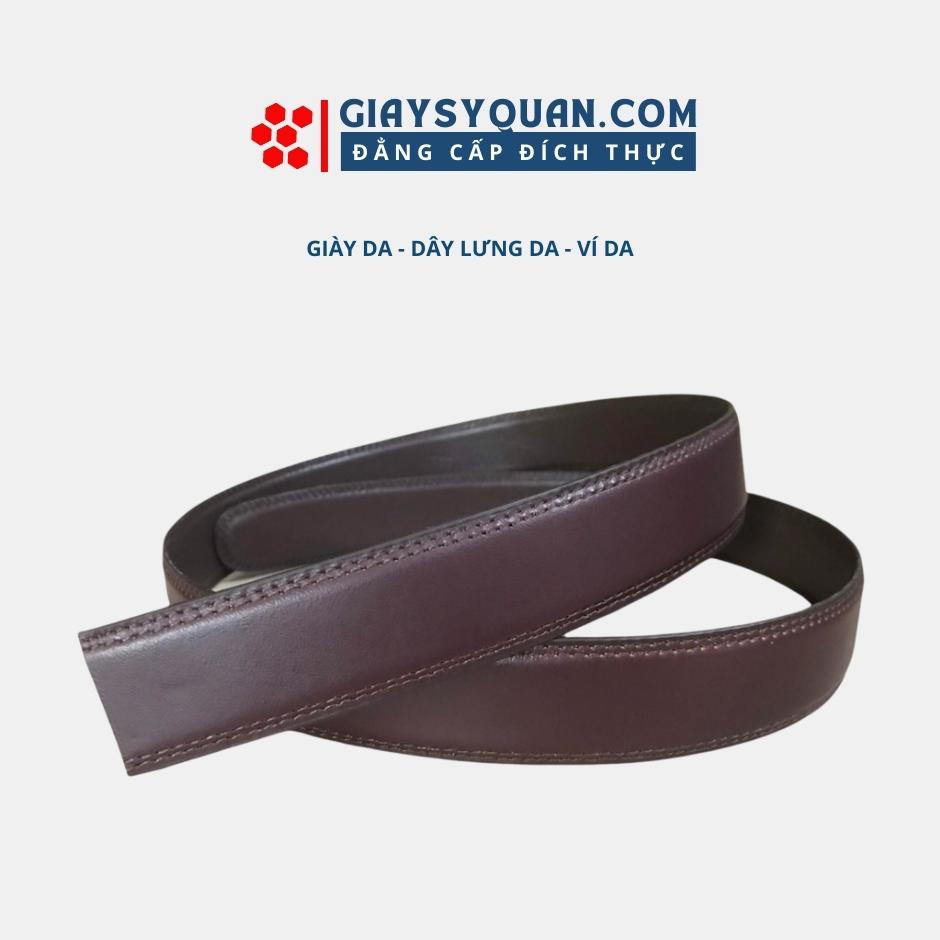 Dây Lưng Nam Da Thật, Hai Đường Chỉ May, Không Đầu Khóa Bản 3,5 cm
