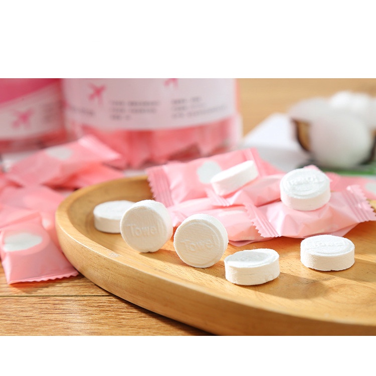 Khăn Giấy Nén Dạng Viên Kẹo Rất Tiện Khi Đi Du Lịch, Đi Chơi, Đi Làm, Đi Học (Set 10 Khăn)