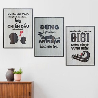 Bộ 3 tranh gỗ treo tường truyền cảm hứng ngẫu nhiên mẫu