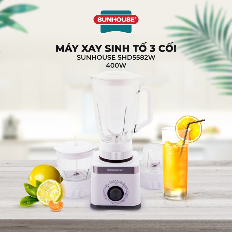 Máy xay sinh tố 3 cối Sunhouse SHD5582W