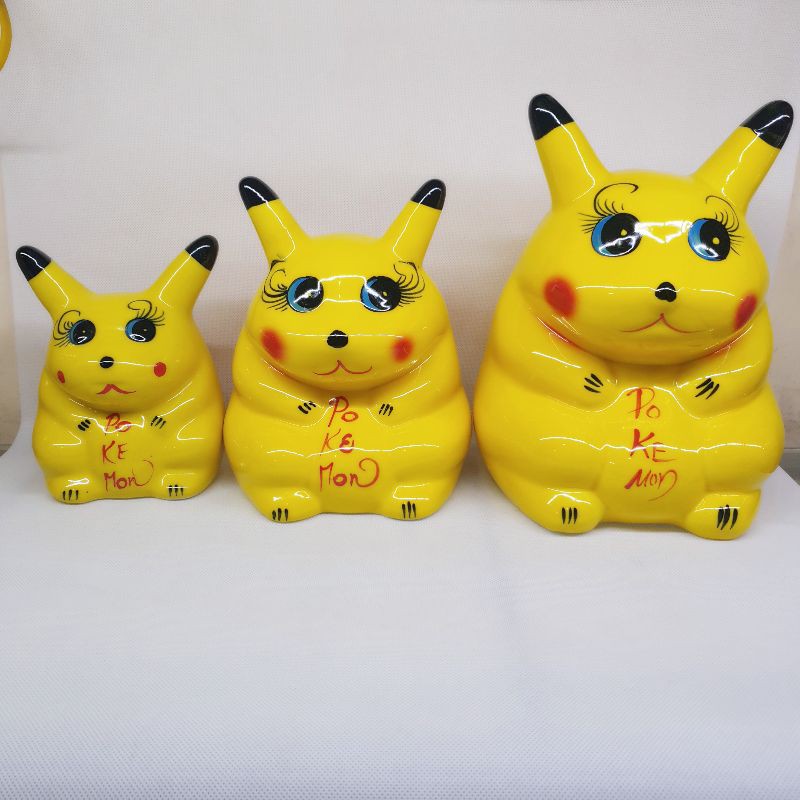 Heo lợn sứ tiết kiệm hình Pikachu siêu dễ thương. Gốm sứ Bát tràng