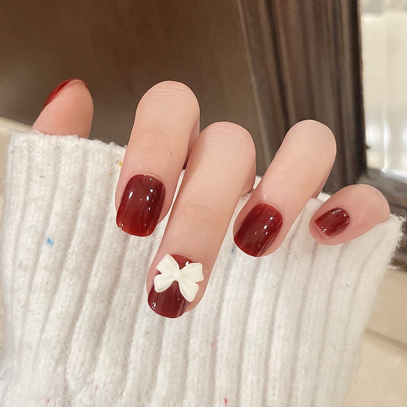 Bộ 24 móng tay giả màu đỏ mừng năm mới