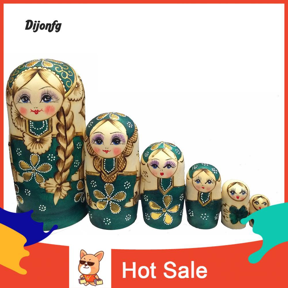 Set 7 búp bê Nga Matryoshka hình cô bé thắt tóc đuôi sam đẹp mắt