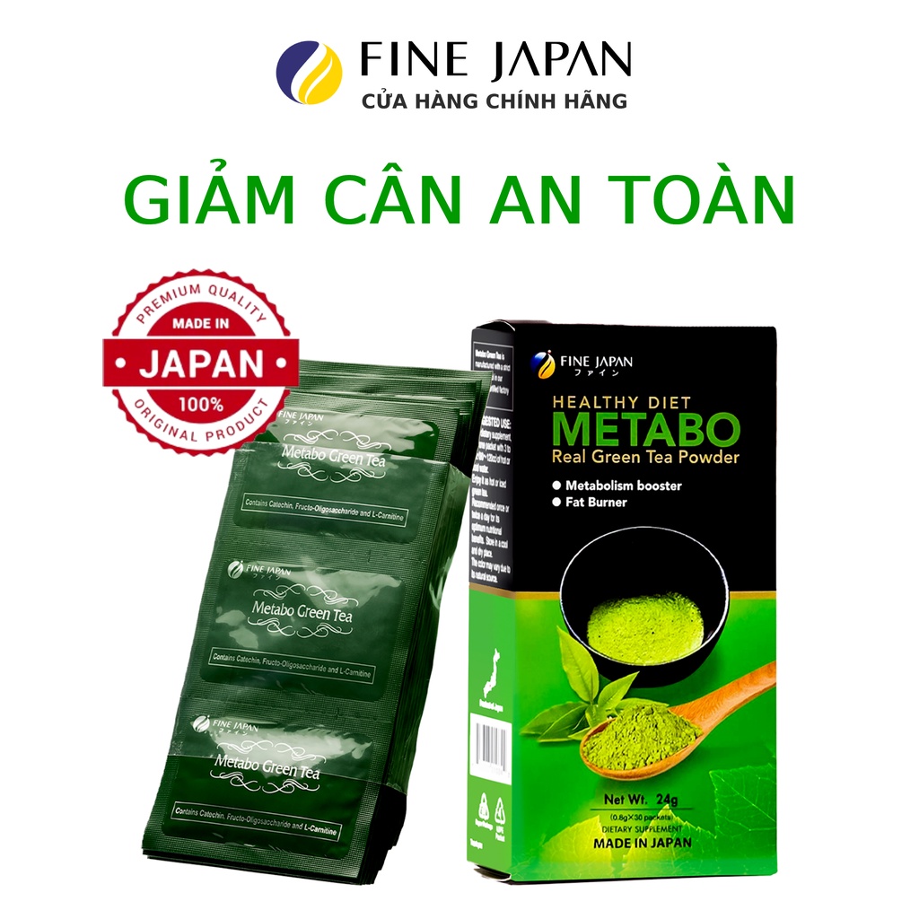 Bột Trà Xanh Hỗ Trợ Giảm Cân Nhật Bản - Fine Japan Metabo Green Tea Hộp 30 gói x 8g