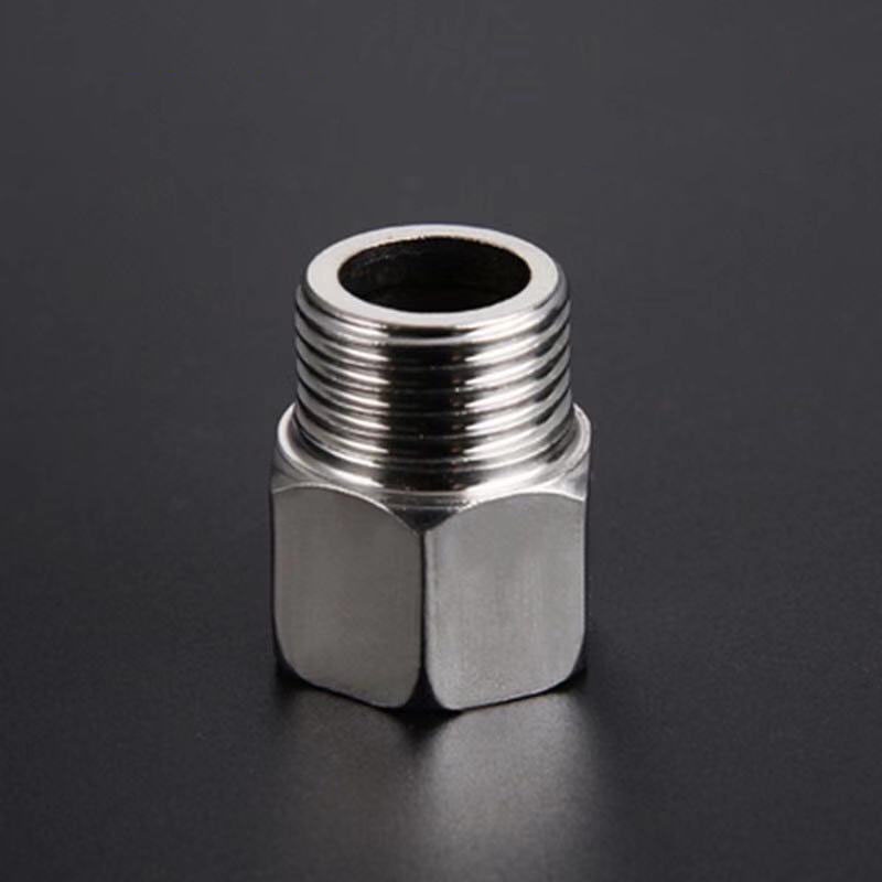 Lơ vuông 15 Inox bóng dn15 (phi 21 - 1/2&quot;), đầu nối ren ngoài phi 21 Inox 304 nối ống nước cao cấp