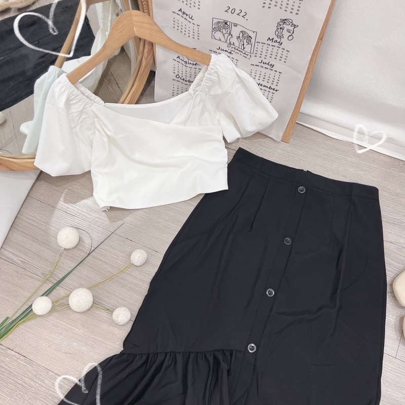 Set Áo Croptop + chân váy đuôi cá