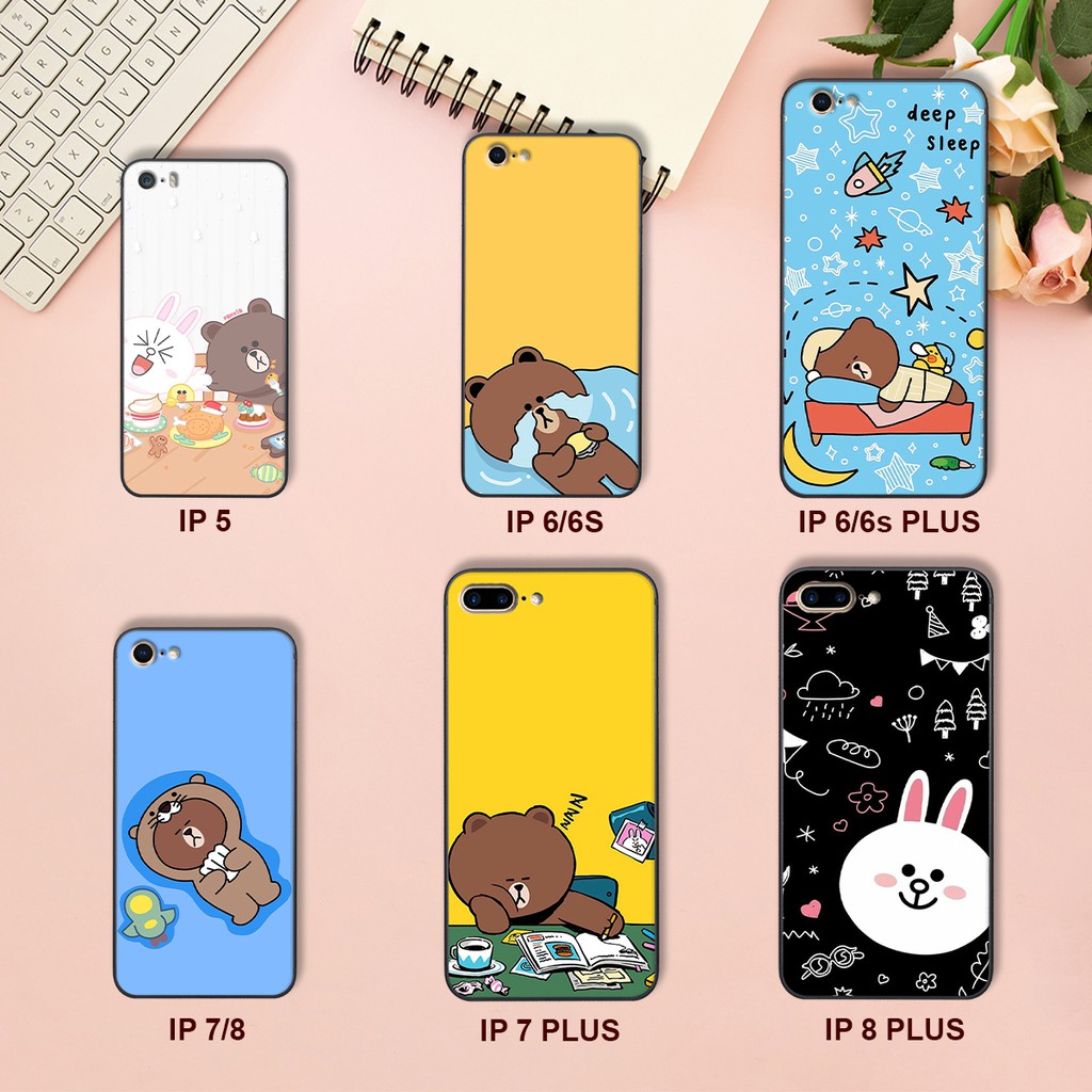 [ỐP IPHONE_SIÊU RẺ] ỐP LƯNG IPHONE GẤU BROWN VÀ THỎ CONY |5/5s-6/6s-6/6s PLUS-7/8-7/8 PLUS| DOAREMON CASE