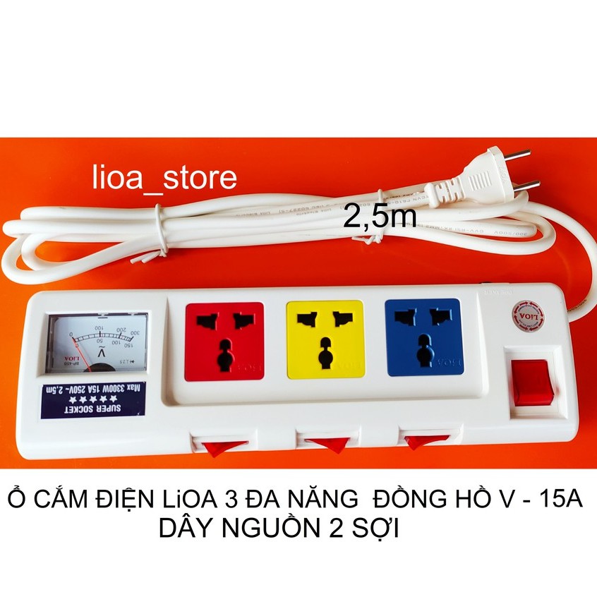 Ổ CẮM LiOA 3 ĐA NĂNG  CÓ ĐỒNG HỒ V .