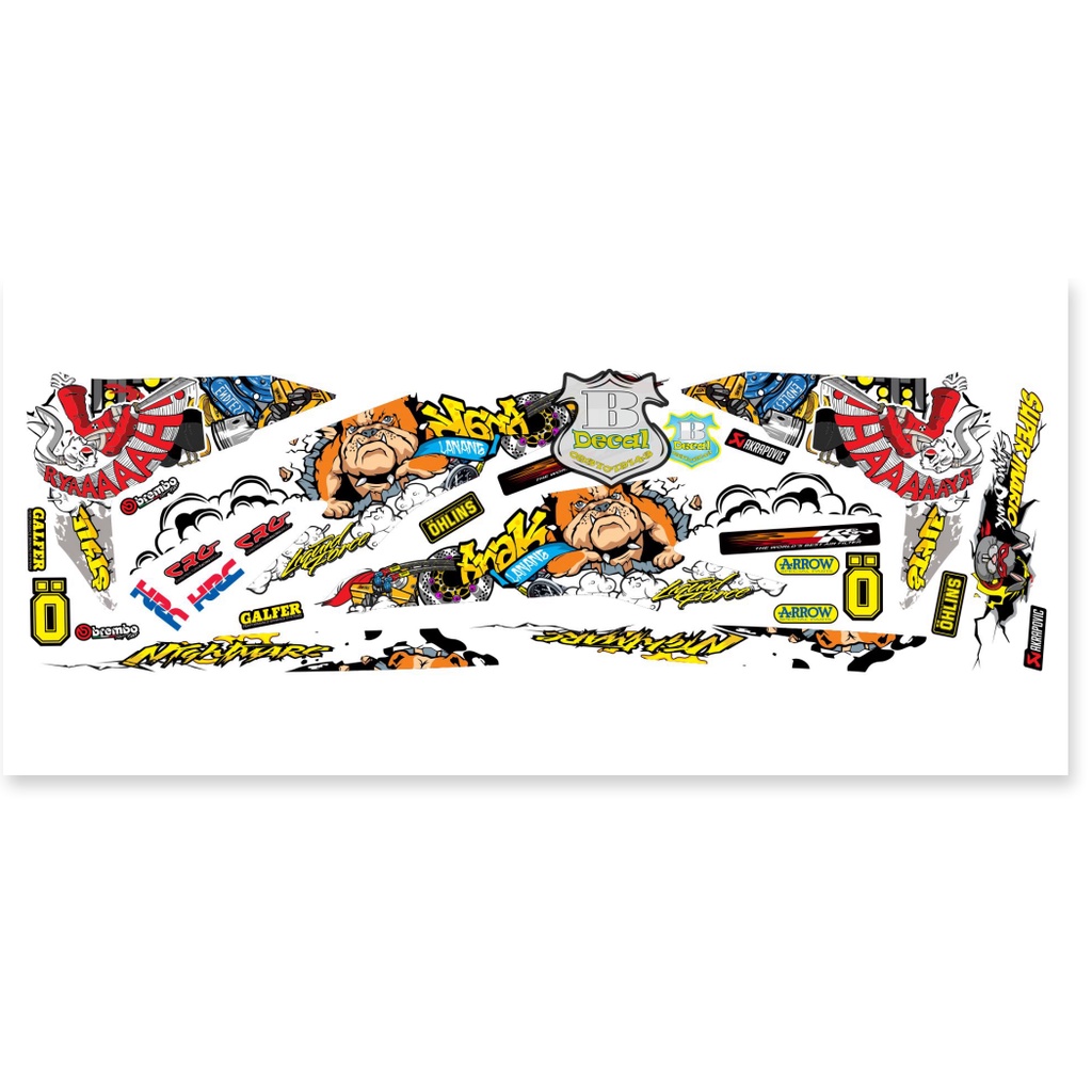 ( Quí khách vui lòng mang ra tiệm cho thợ dán ) Tem vario 150 thỏ và chó trắng