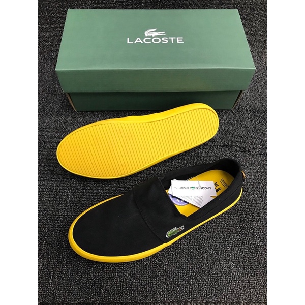 Giày lười vải dành cho nam nữ đế bệt dáng ôm lacoste