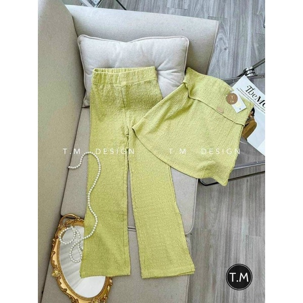 ⚡️SALE SỐC⚡️Set bộ áo ống tag sắt quần ống loe Nữ