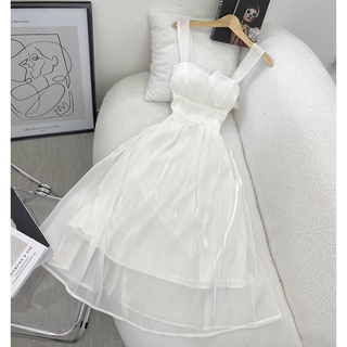 ĐẦM MIDI 2 DÂY TRẮNG XOÈ