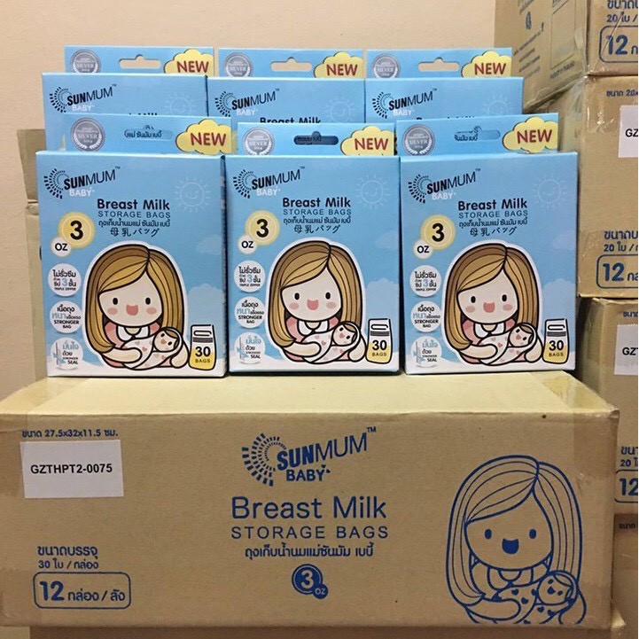 Hộp 50 Túi Trữ Sữa Sunmum 250ml - Made In Thái Lan, nguyên tem kiểm định