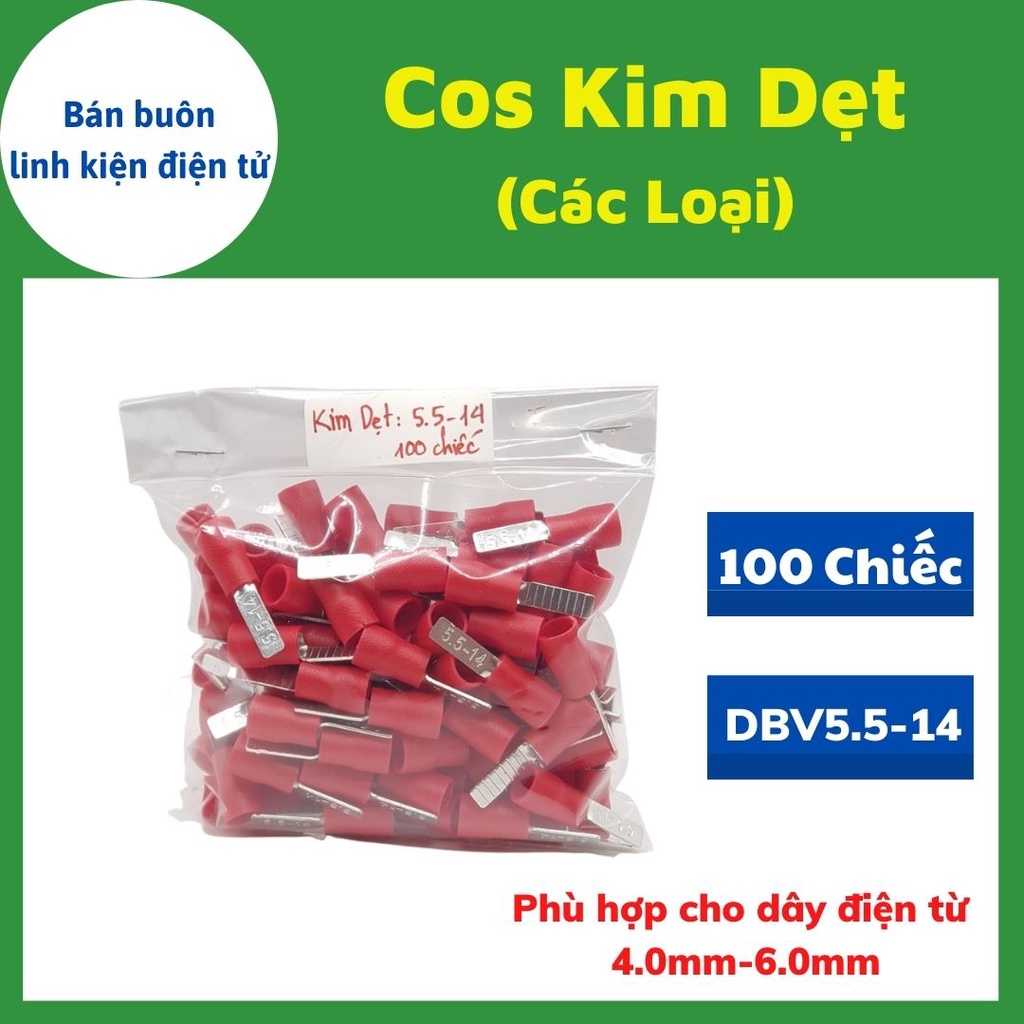 100 Đầu cos dẹt 2-14, cosse kim dẹt 2-14, cốt kim dẹt 2-14, cốt dẹt