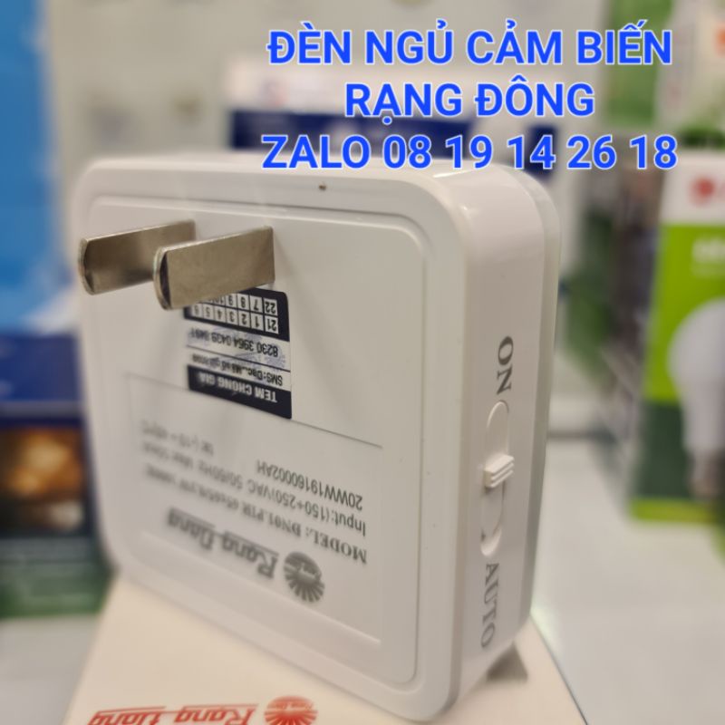 Đèn Ngủ Cảm Biến Rạng Đông 3W, 2 chế độ thông minh, Model: ĐN01.PIR 65x65/0.3W, ĐN02.LS 65x65/0.3W