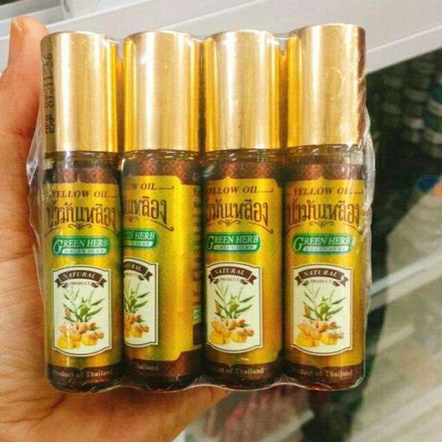 12 Dầu Nóng Yellow Oil Green Herb Thái Lan (Sâm - Nghệ Gừng - Sả)
