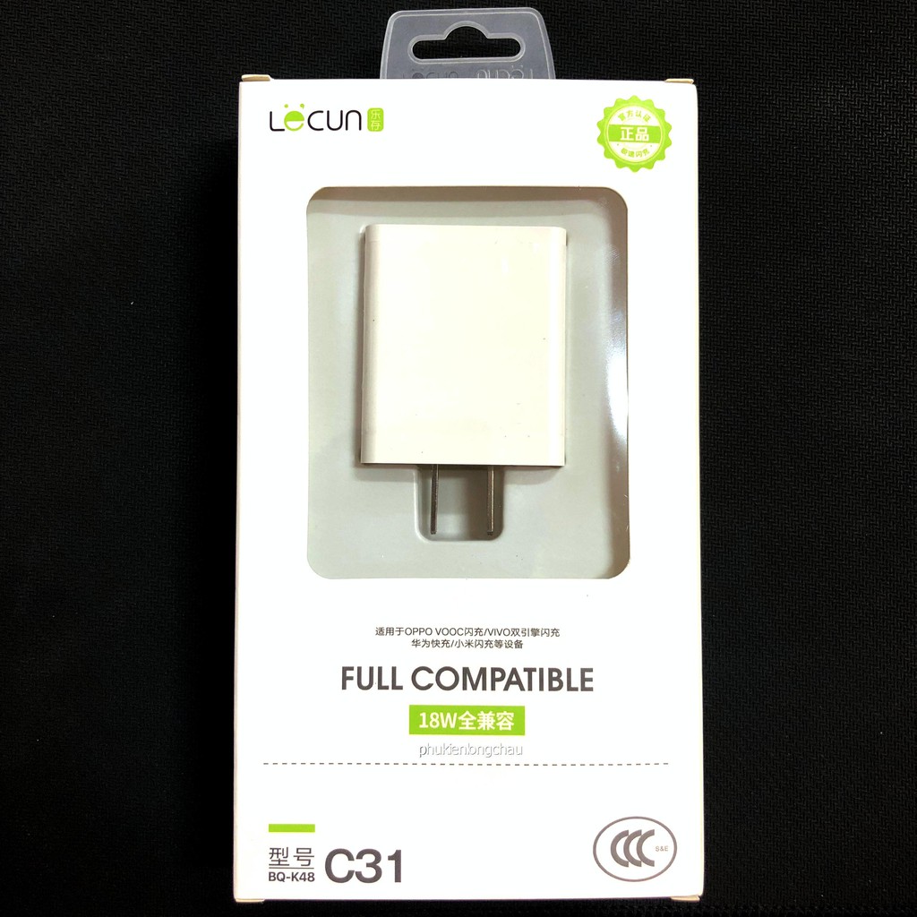 Cóc Sạc Lecun C31 BQ-K48 Hổ Trợ Sạc Nhanh lên đến 18W cho Oppo VOOC, Quick Charge Samsung - Vivo - Realme - Xiaomi,..