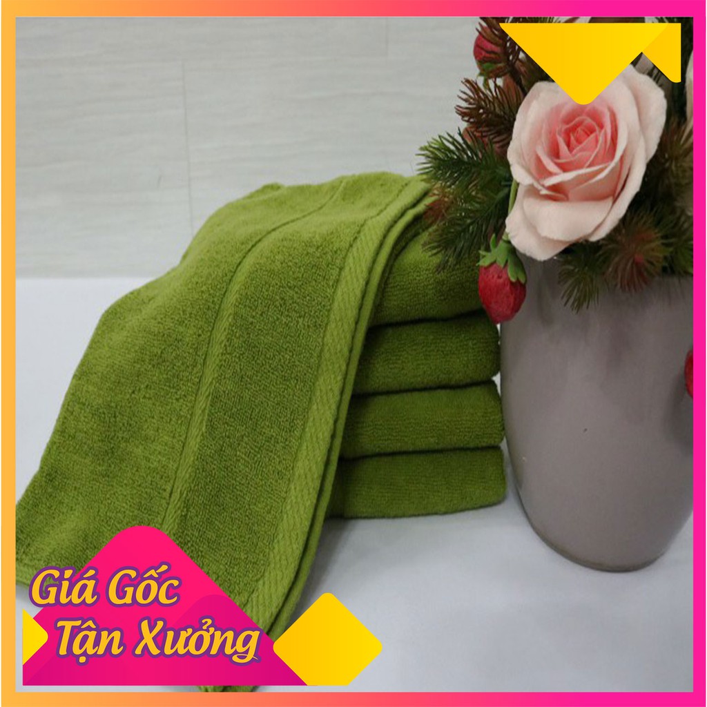Khăn Mặt, Khăn Quấn Tóc Spa Cotton NAM PHONG Cao Cấp Màu xanh Rêu Đậm