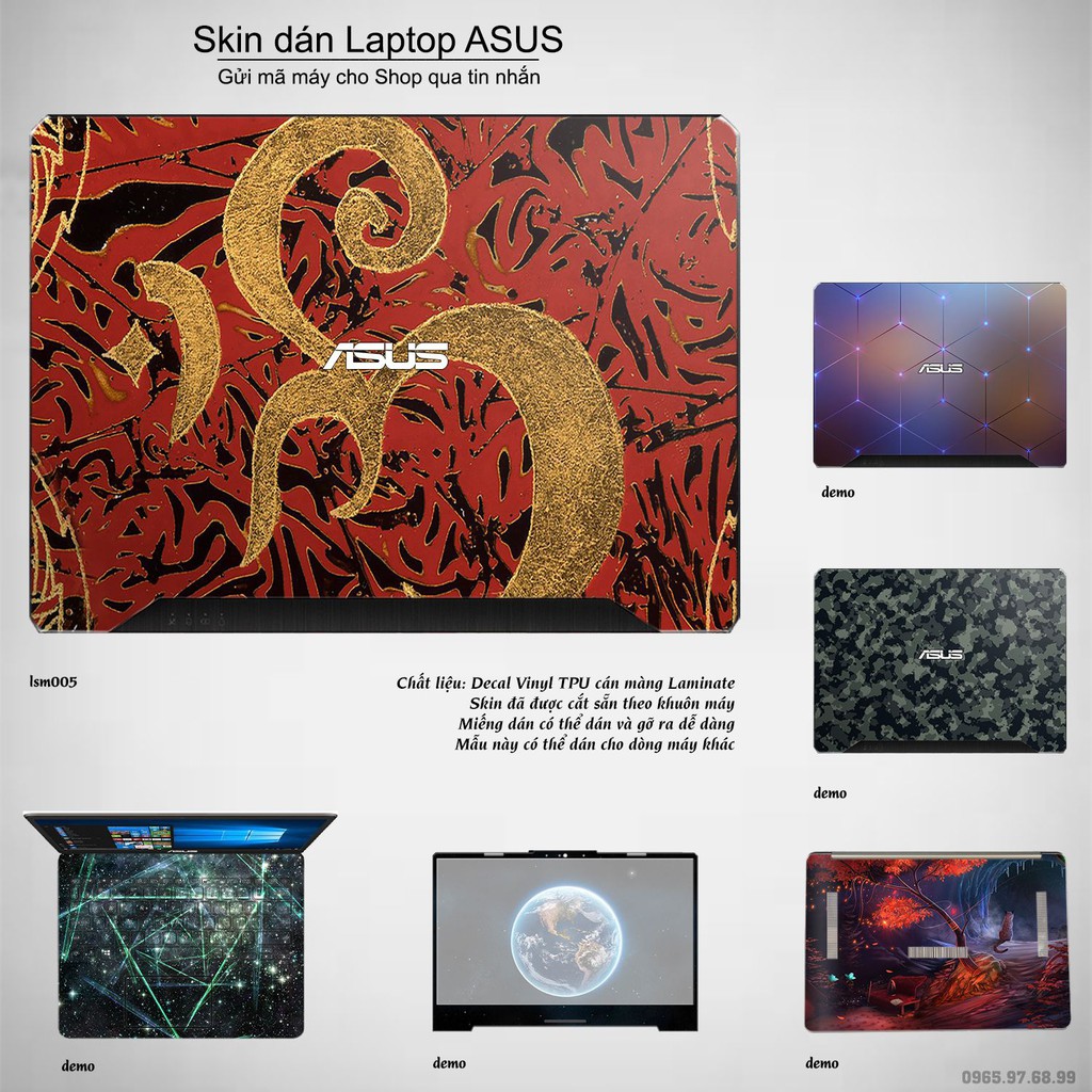 Skin dán Laptop Asus in hình Biểu Tượng Om Vàng - lsm005 (inbox mã máy cho Shop)