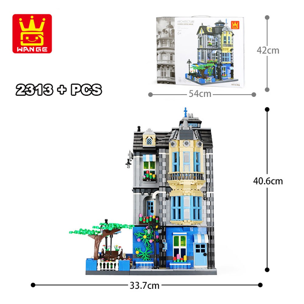 Lắp ghép Mô hình Wange City Architecture Coffee Auto Repair Shop BBQ DIY Small Particle Quán cà phê Cửa hàng sửa chữ