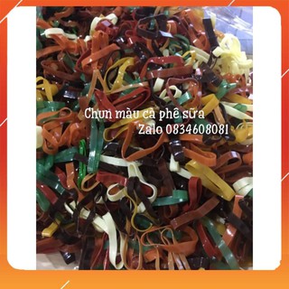 Miễn Phí Ship -  Thun chun cột tóc chia sẵn có túi MÀU CÀ PHÊ SỮA