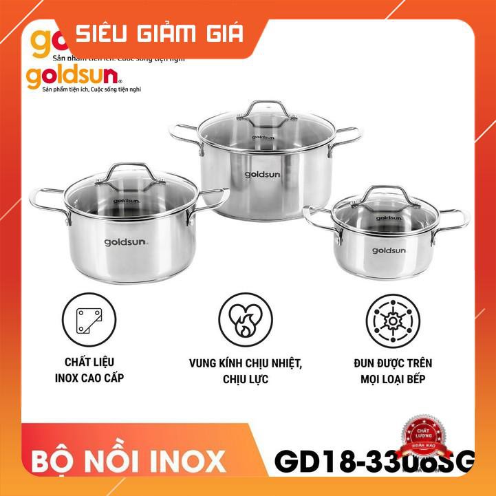 Bộ 03 nồi inox GOLDSUN GD18-3306SG