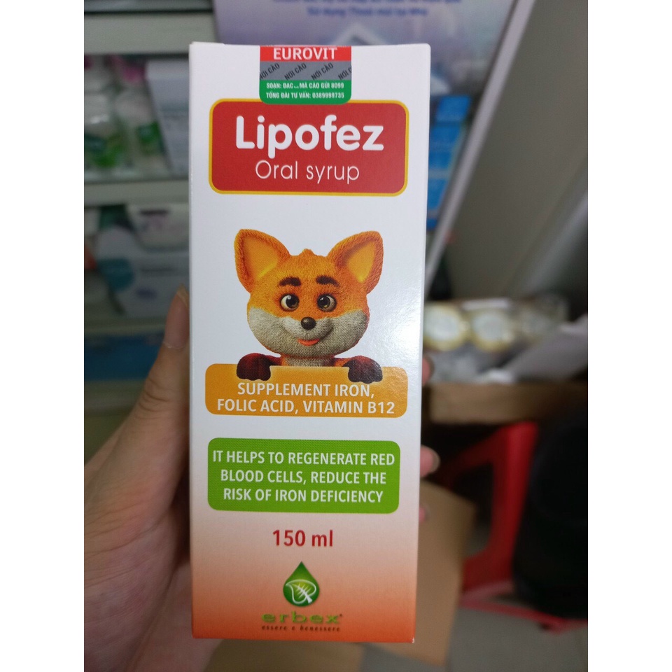 [Chính Hãng]  Sắt sinh học có bao vi nang dễ hấp thu Lipofez Oral Syrup cho trẻ từ sơ sinh lọ 150ml