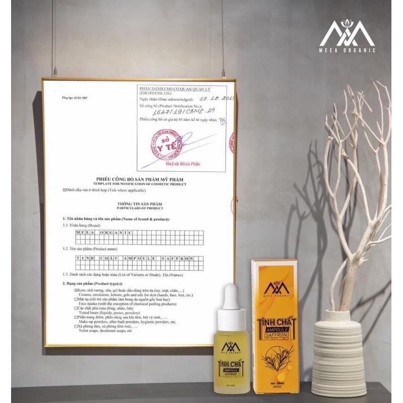 SERUM TINH CHẤT AMOUPLE SAFFON MEEA ORGANIC GIÚP CĂNG BÓNG HỒNG MỊN DA, MỜ THÂM NÁM,CHÍNH HÃNG 100%