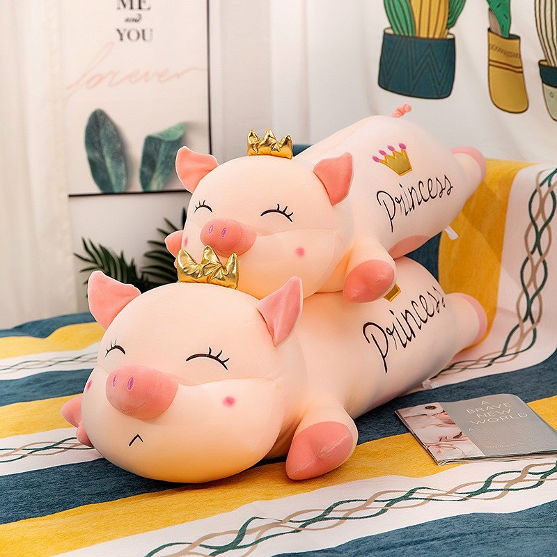 Gấu bông heo vương miệng nhập khẩu_ruột bông gòn siêu phồng