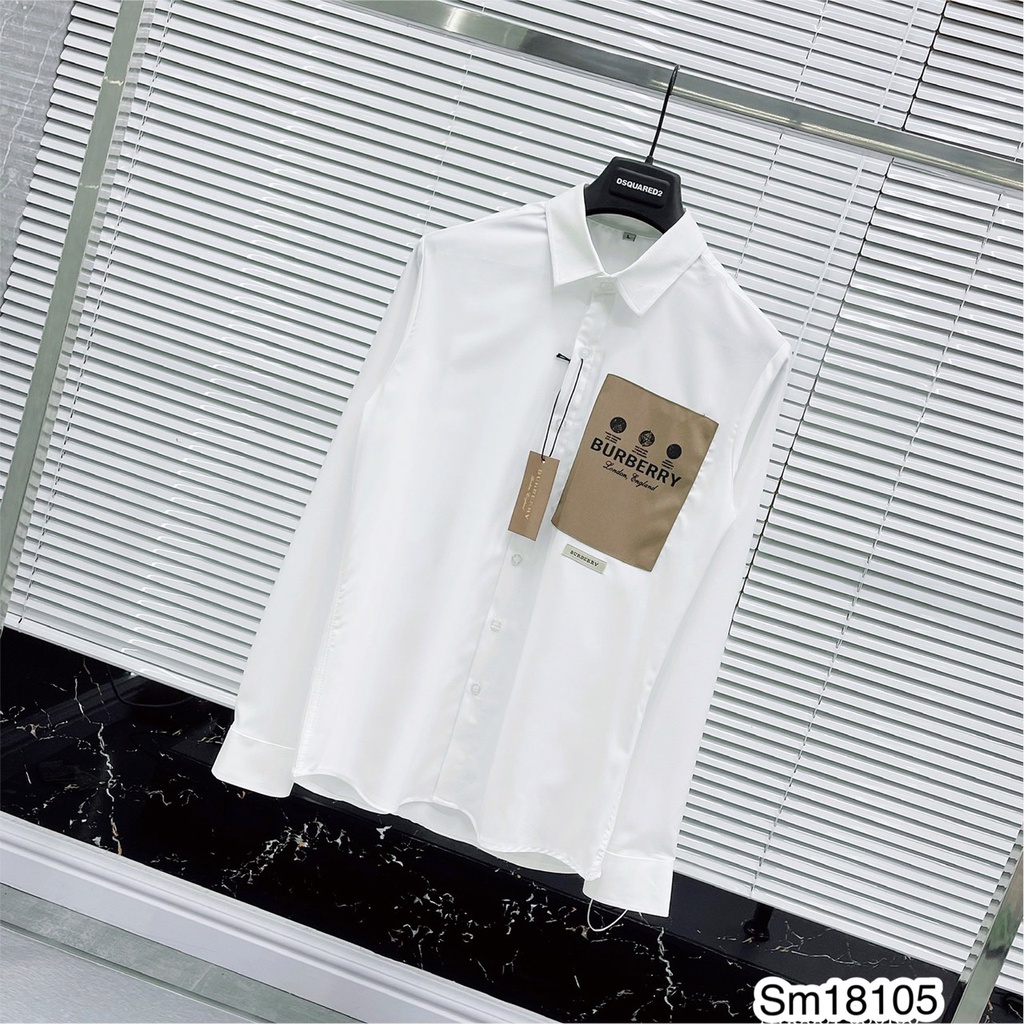 Áo Sơ Mi Nam In Họa Tiết Siêu Đẹp - Áo Sơ Mi Nam Burberry In Chữ Cực Xịn
