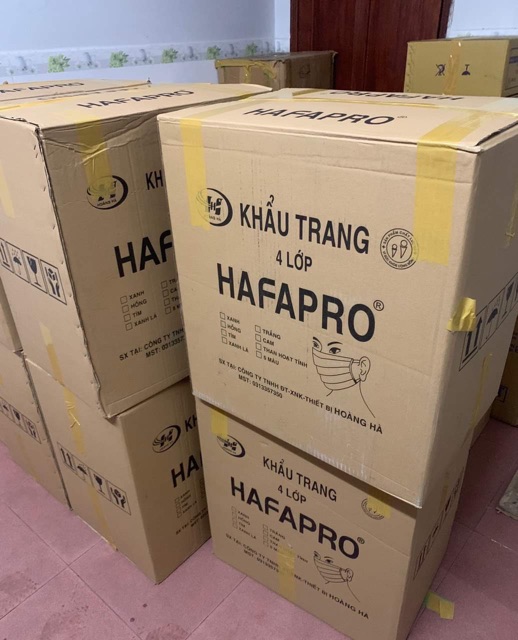 Giá sỉ nguyên thùng khẩu trang 4 lớp Hafapro [1 thùng 50 hộp x 1 hộp 50 cái]