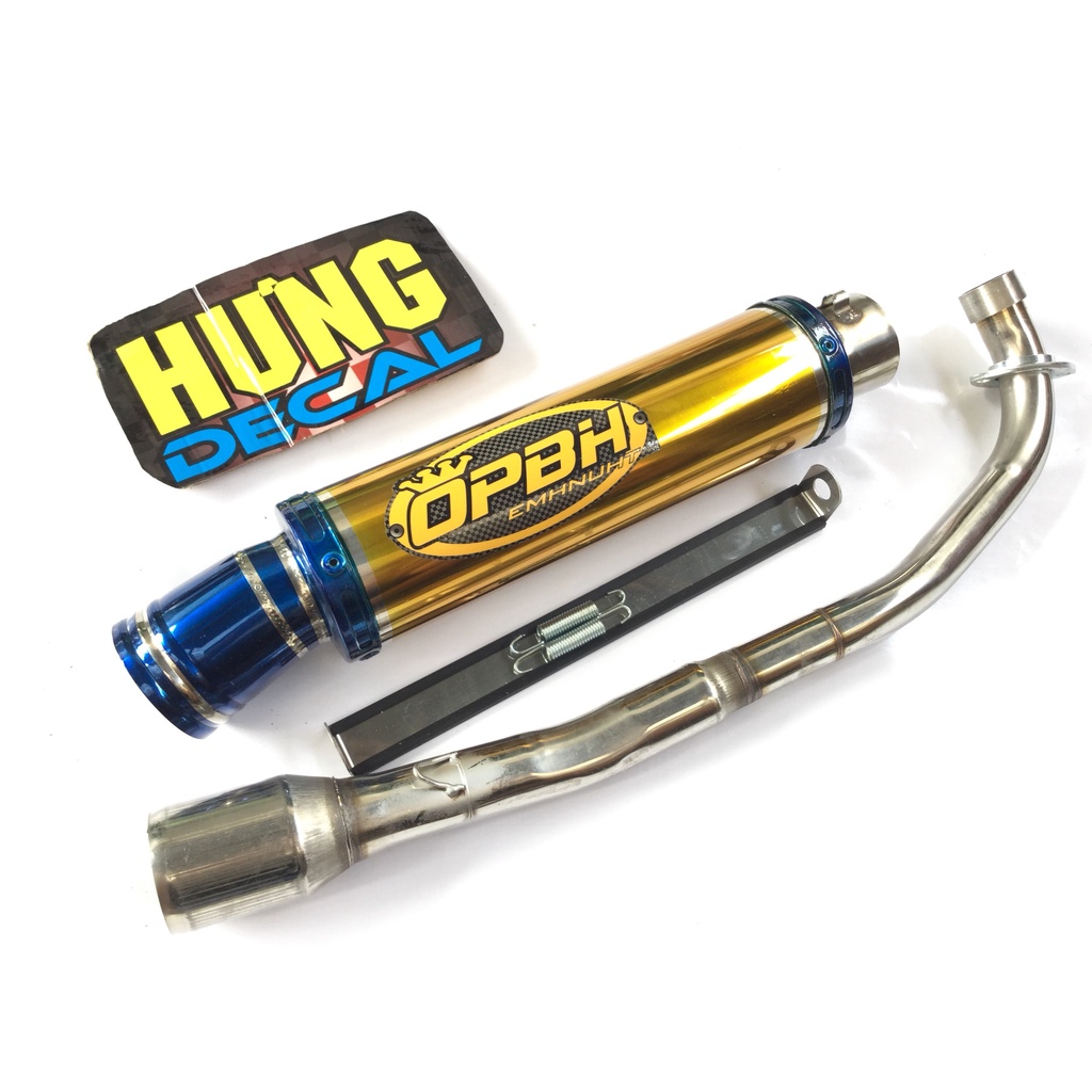 Bộ pô OBPH VÀNG FULL CỔ INOX THẲNG WAVE, SI, CUP, DREAM, EXCITER, WINER, SONIC, RAIDER FI, SATRIA, GSX