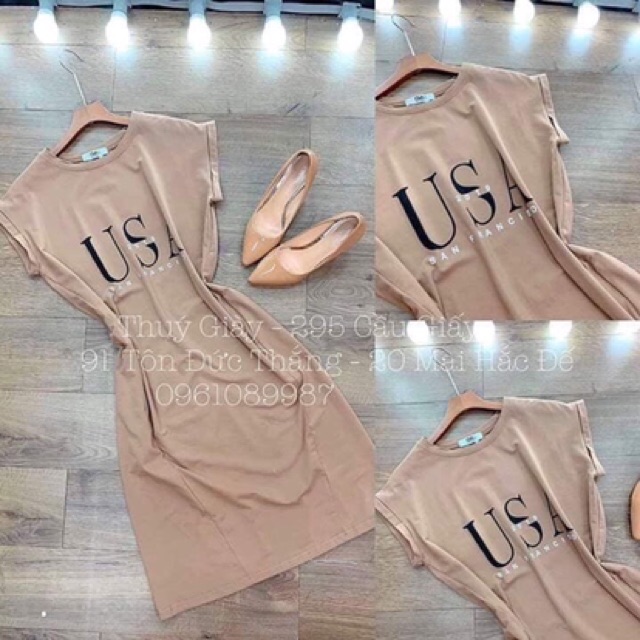 Váy suông in chữ U. S.A cá tính chất cotton | BigBuy360 - bigbuy360.vn