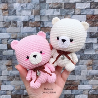 Móc khoá gấu teddy nhồi bông - thú bông handmade đan móc thủ công làm bằng tay