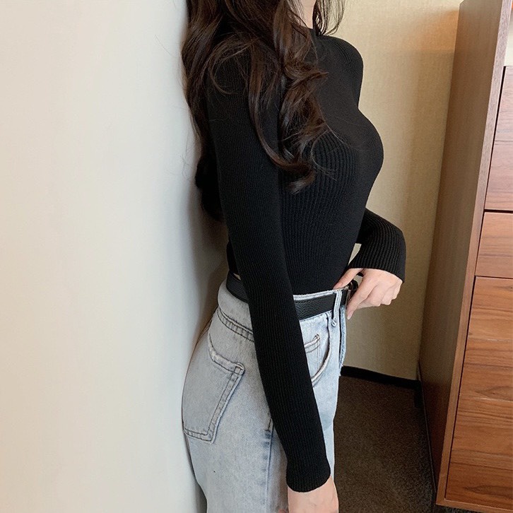 Áo len tăm nữ cổ lọ thu đông cổ cao 3 phân hoạ tiết trơn ôm body mềm mịn co dãn, nhiều màu, dễ phối đồ ( hàng QC loại 1) | BigBuy360 - bigbuy360.vn