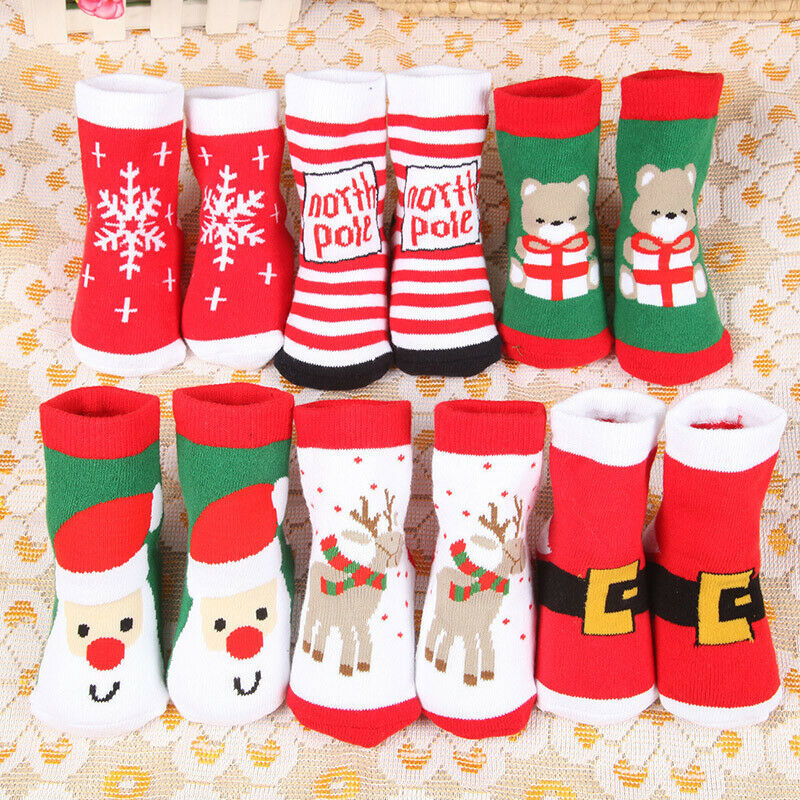 Vớ Cotton Họa Tiết Giáng Sinh Đáng Yêu Cho Bé Gái