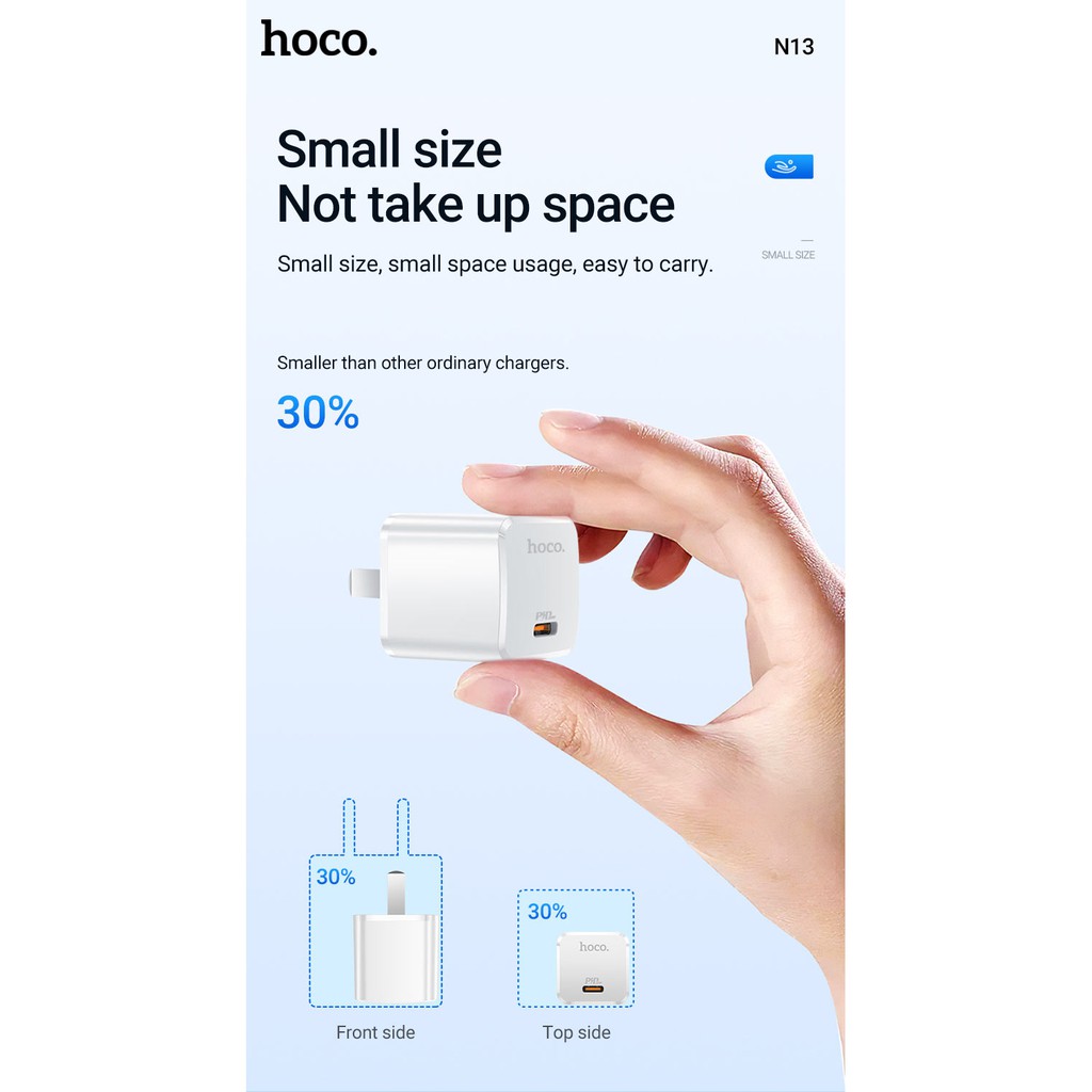 Củ sạc nhanh mini Hoco N13 cho Iphone,Android (Chính hãng, BH 1 năm)