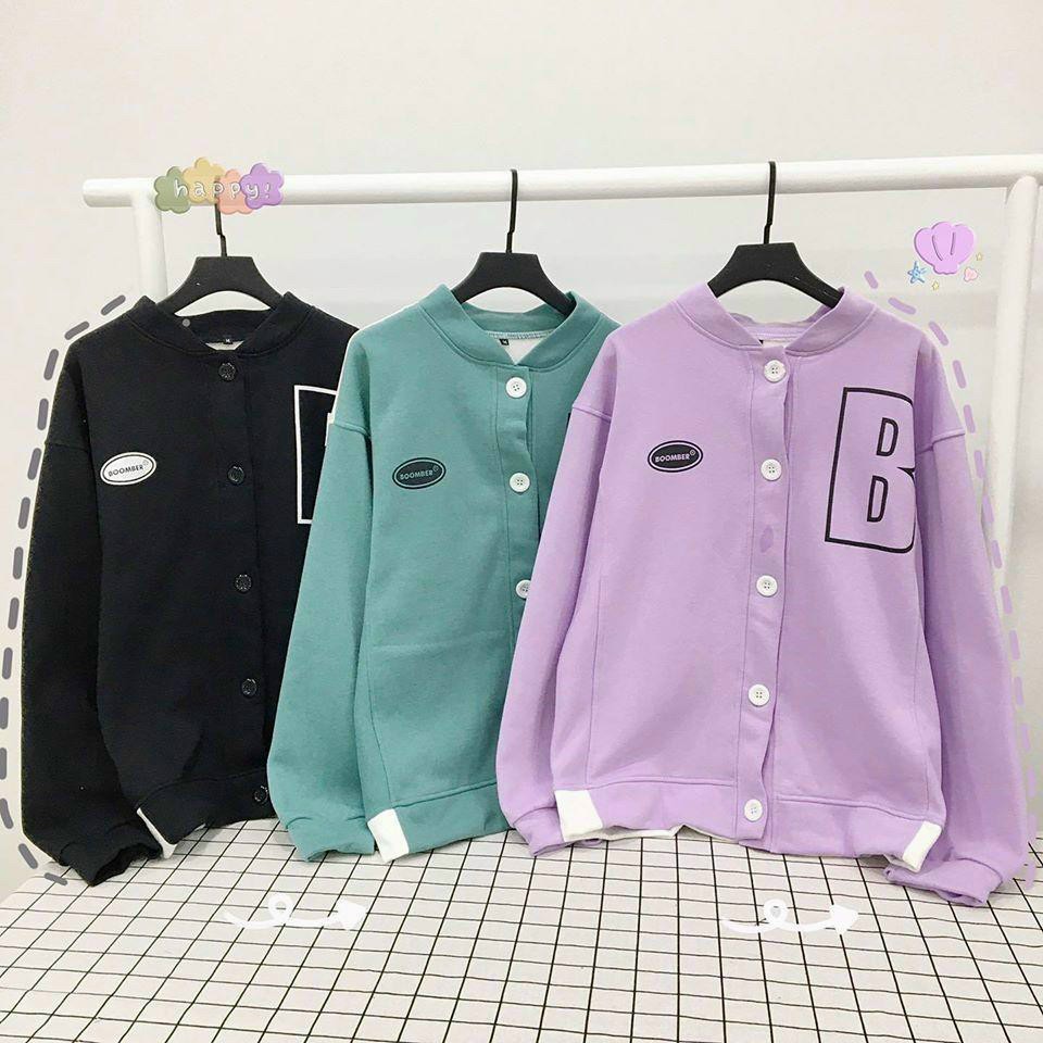 HOT Áo Khoác Nỉ Cadigan Bomber in Chữ B Lớn Kiểu Dáng Giản Dị Dễ Thương