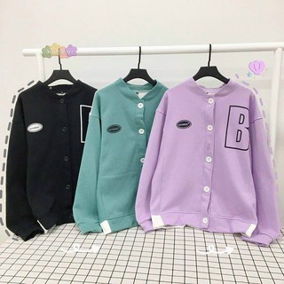 HOT Áo Khoác Nỉ Cadigan Bomber in Chữ B Lớn Kiểu Dáng Giản Dị Dễ Thương