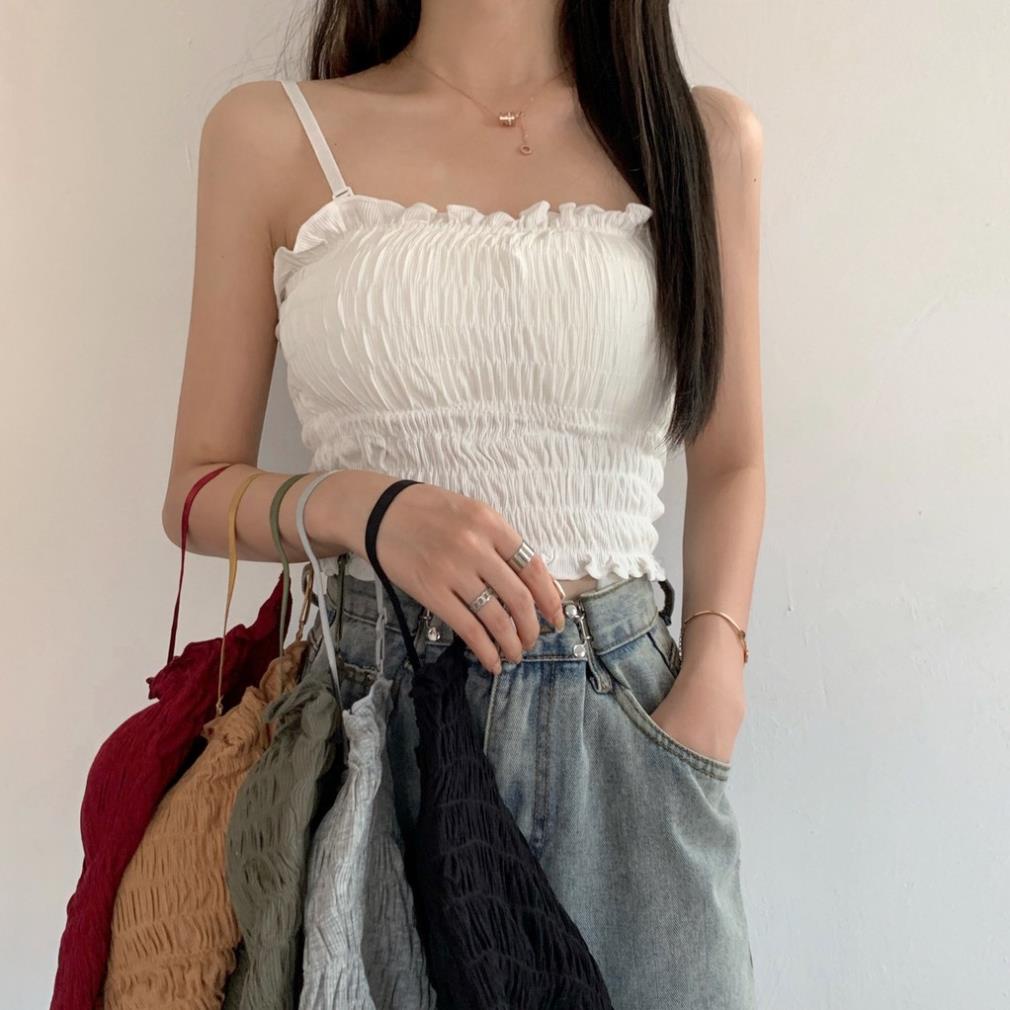Áo Bra 2 Dây Nhún Dáng Dài - Bra Nữ Phong Cách CropTop Gợi Cảm A6843