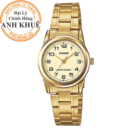 Đồng hồ nữ dây kim loại Casio chính hãng Anh Khuê LTP-V001G-9BUDF