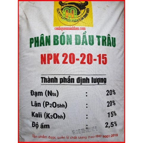 Phân 3 màu phân NPK đầu trâu 20-20-15 gói 1kg ra hoa đậu trái