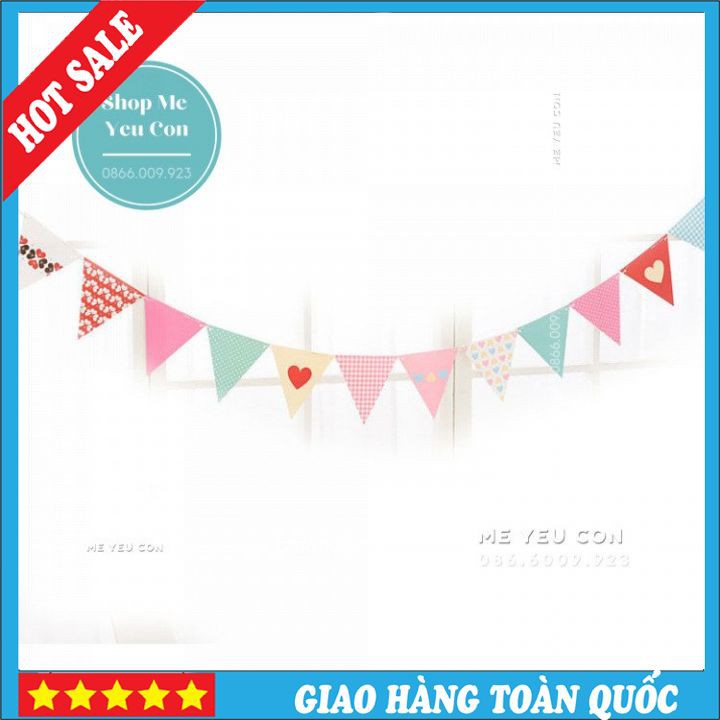 [Mã LIFEXANH03 giảm 10% đơn 500K] Dây Cờ Tam Giác Nhiều Màu, Trang Trí Sinh Nhật, Trang Trí Lớp Học SALE SỐC