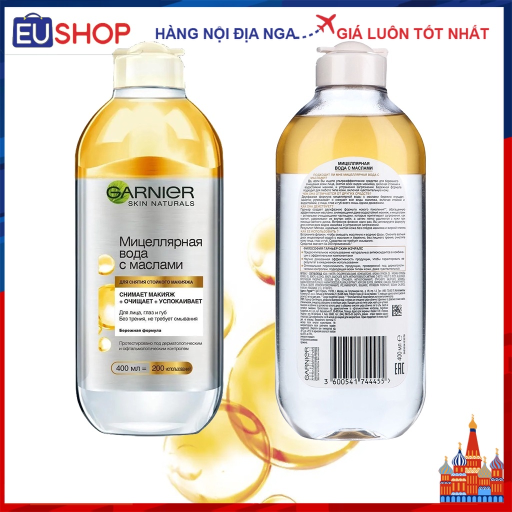 Nước tẩy trang Garnier Micellar với dầu   Lọ 400ml