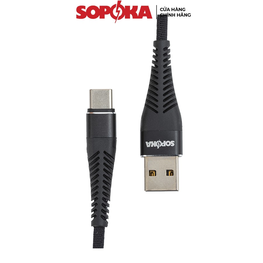 Cáp sạc nhanh Type C SOPOKA TC01 TC02 3,5A tốc độ 450Mb/s 2 màu đen, đỏ