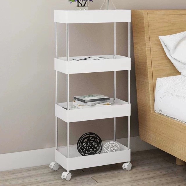 Kệ nhựa để đồ 4 tầng đa năng có bánh xe di chuyển - Hàng loại 1